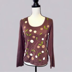 BODEN Brown appliqué shirt women’s size 14 16